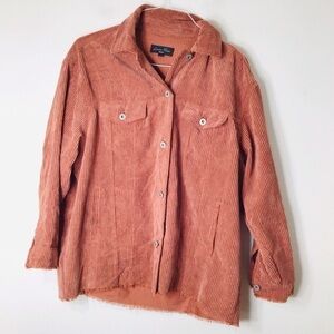 Lovetree Shacket shirt jacket women medium coral raw hem cozy soft